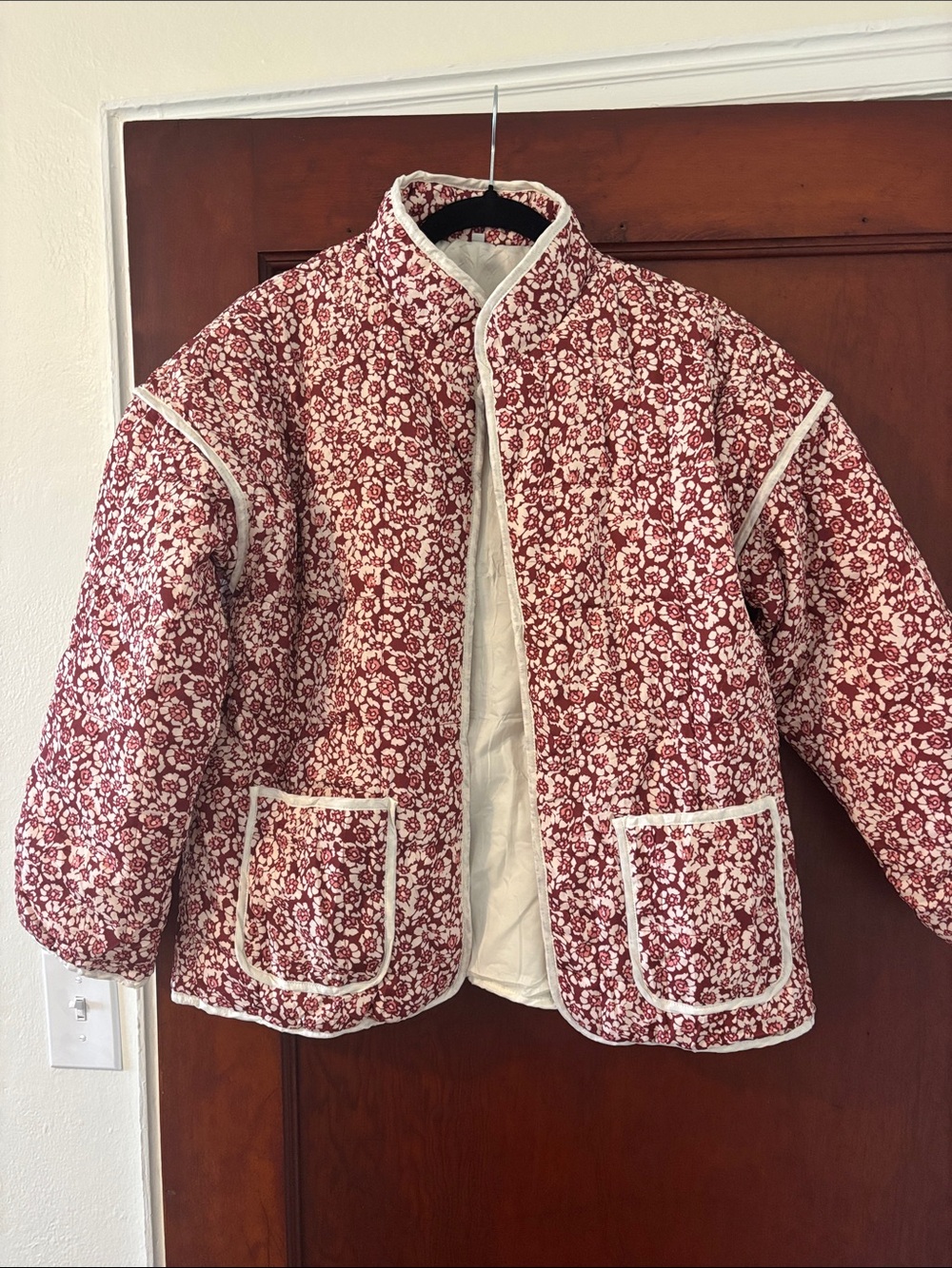 Quilted Floral Red Women's Jacket